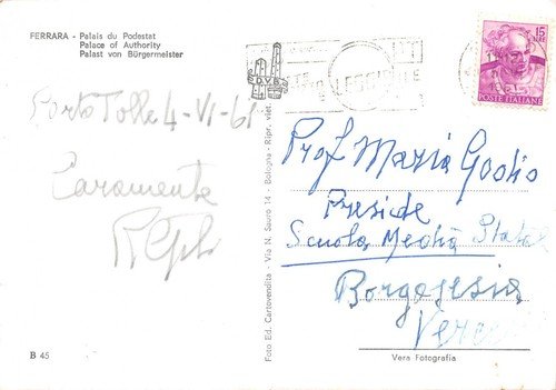 Cartolina Ferrrara Palazzo del Podestà 1961 (Ferrara)