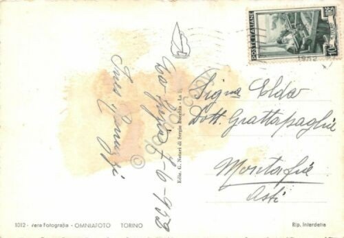 Cartolina Fiascherino panorama da arcate colorata 1952 (La Spezia)