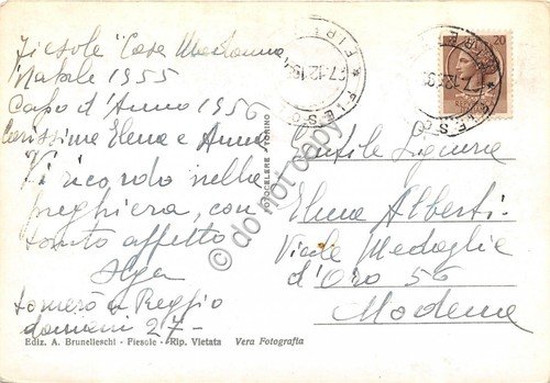 Cartolina Fiesole Panorama Campanile Cattedrale 1956 (Firenze)