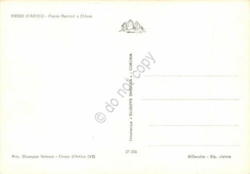Cartolina Fiesso d' Artico Piazza Marconi e chiesa