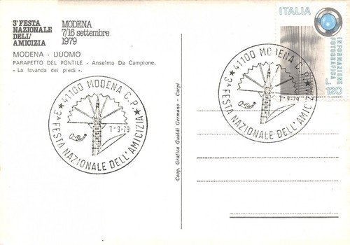 Cartolina filatelica 5° Festa Nazionale dell'amicizia Modena 1979