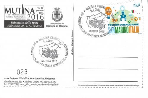 Cartolina Filatelica 58° Convegno Modena 2016
