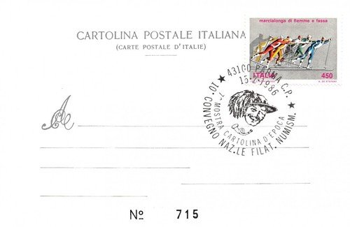 Cartolina filatelica 7° mostra cartoline d'epoca Parma 1986