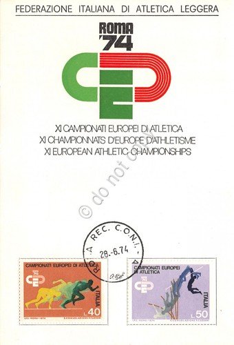 Cartolina filatelica Atletica Leggera IX Campionati Europei 1974