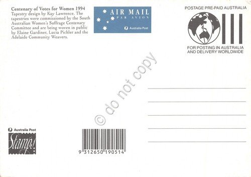 Cartolina Filatelica Australia Centenary Votes for Women 1994