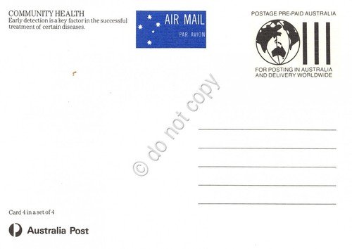 Cartolina Filatelica Australia Community Health deseases 1990