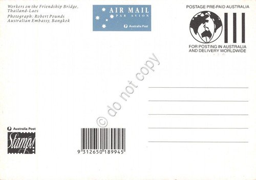 Cartolina Filatelica Australia friendship bridge Thailand Laos 1994