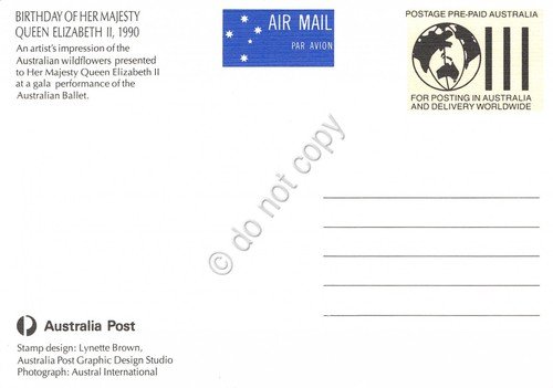 Cartolina Filatelica Australia Queen Elisabeth 1990