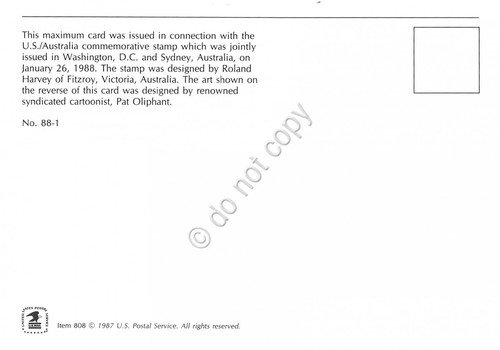 Cartolina Filatelica Australia Sydney joint issue with USA 1988