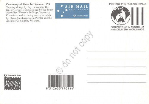 Cartolina Filatelica Australia Votes for women 1994 | Immagine Gallery 2