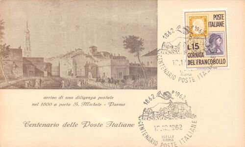 Cartolina filatelica Centenario Poste Italiane Parma 1962