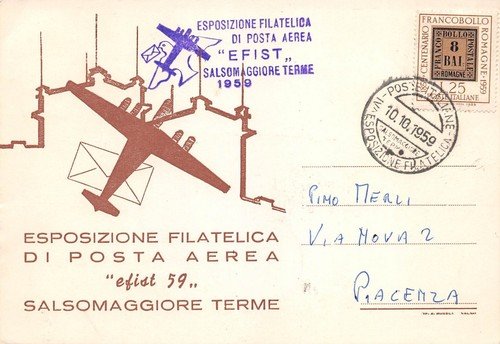 Cartolina filatelica Esposizione filatelica di Posta Aerea Efist Salsomaggiore | Immagine principale