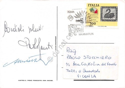Cartolina filatelica Italia'85 Esposizione Mondiale di filatelia Roma 1985