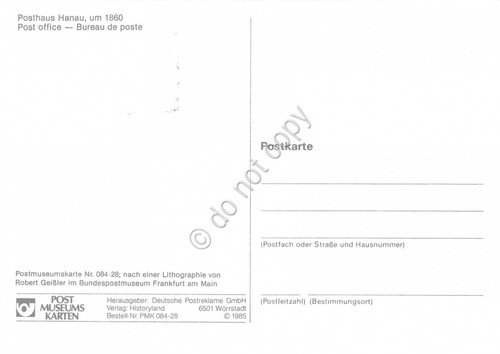 Cartolina Filatelica Posthaus Hanau um 1860 Bonn 1985