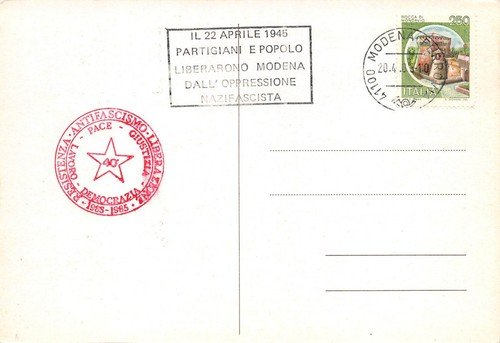 Cartolina filatelica Resistenza Antifascismo C.N.L.Modena 1985 | Immagine Gallery 2