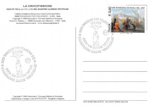 Cartolina filatelica Tavazzano con Villavesco Inaugurazione quadro Crocefissione