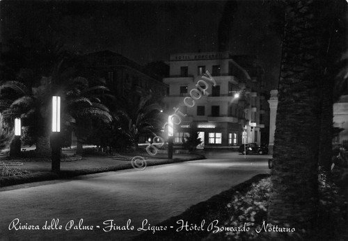 Cartolina Finale Ligure Hotel Boncardo Notturno