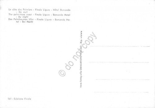 Cartolina Finale Ligure Hotel Boncardo Notturno