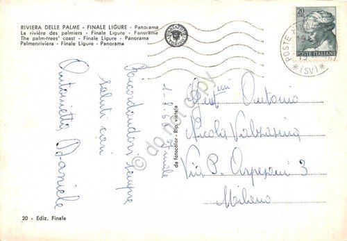 Cartolina Finale Ligure Panorama 1966 (Savona) | Immagine Gallery 2