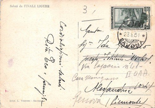 Cartolina Finale Ligure panorama aereo spiaggia 1951 | Immagine Gallery 2