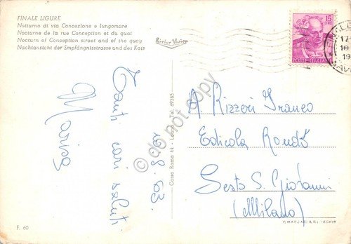 Cartolina Finale Ligure Panorama Notturno 1963 (Savona) | Immagine Gallery 2