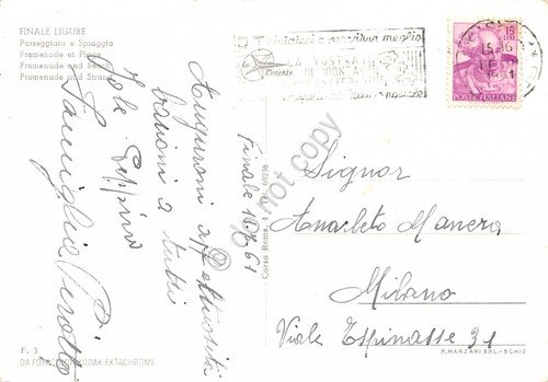 Cartolina Finale Ligure Passeggiata e spiaggia 1961 (Savona) | Immagine Gallery 2