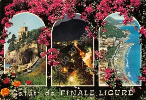 Cartolina Finale Ligure Vedute notturno Via Aurelia (Savona)