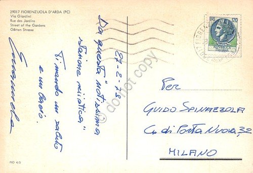 Cartolina Fiorenzuola D'Arda Via Giardini Sip negozi cinema teatro auto … | Immagine Gallery 2