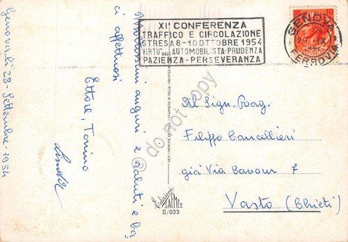 Cartolina Fiori illustrata Timbro a targhetta Conferenza Traffico e circolazione | Immagine principale