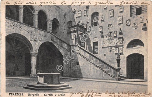 Cartolina Firenze Bargello Cortile e scala 1934 | Immagine Gallery 1