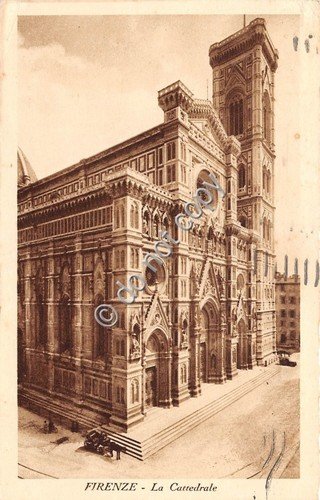 Cartolina Firenze Cattedrale Carrozza con cavallo 1932 | Immagine principale
