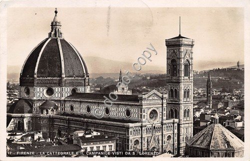 Cartolina Firenze Cattedrale e Campanile da S. Lorenzo 1939 | Immagine principale
