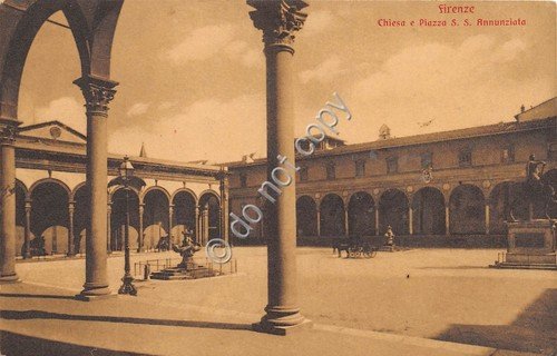 Cartolina Firenze Chiesa e Piazza S.S. Annunziata carretto | Immagine principale