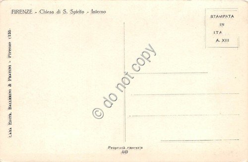 Cartolina Firenze Chiesa Santo Spirito Interno | Immagine Gallery 2