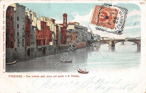 Cartolina Firenze Illustrata Arno e Ponte a S. Trinità primi … | Immagine principale
