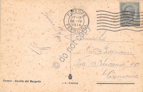 Cartolina Firenze Illustrata Bargello Cortile 1914