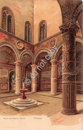 Cartolina Firenze Illustrata Gino Panerai Palazzo Vecchio Interno primi '900 | Immagine principale