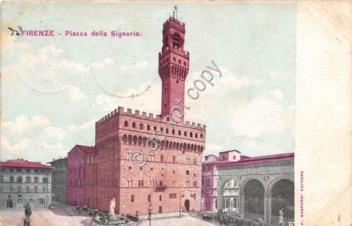 Cartolina Firenze Illustrata Palazzo della Signoria 1907