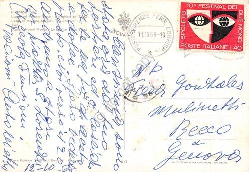 Cartolina Firenze Loggia del mercato Nuovo Cinghiale 1968