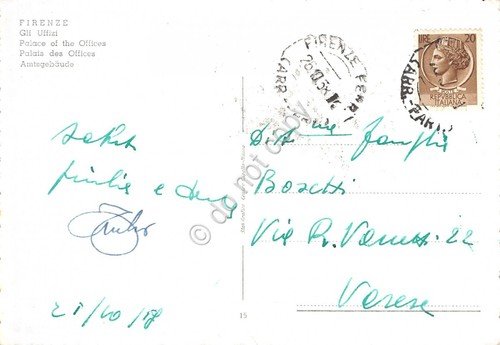 Cartolina Firenze palazzo degli Uffizi auto d'epoca 1958 | Immagine Gallery 2