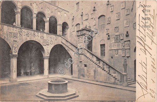 Cartolina Firenze Palazzo del Podestà cortile 1906 | Immagine principale