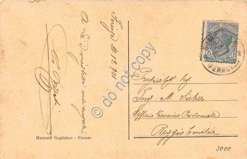 Cartolina Firenze Palazzo Pretorio 1901