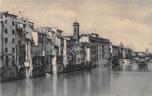 Cartolina Firenze panorama Arno con Ponte a S. Trinità 1932