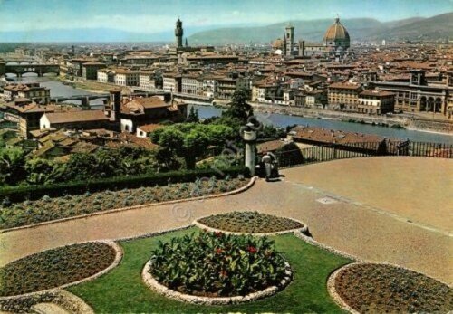 Cartolina Firenze Panorama Timbro Buon Natale 1960