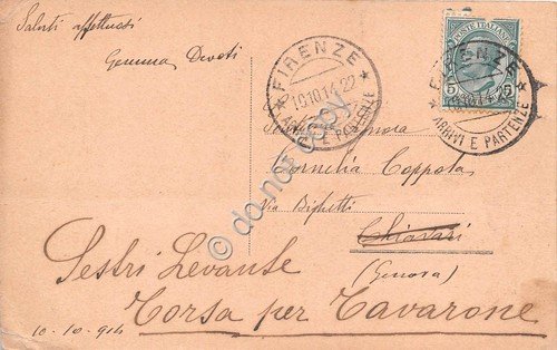 Cartolina Firenze Piazza della Signoria Loggia dei Priori 1914