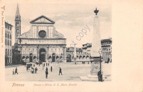 Cartolina Firenze Piazza e Chiesa S. Maria Novella animata primi …