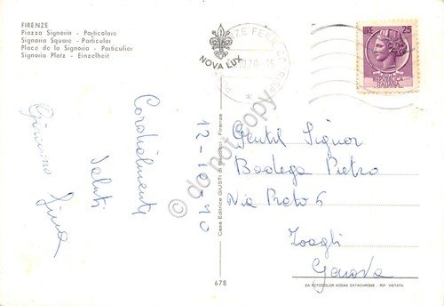 Cartolina Firenze Piazza Signoria 1970 particolare con statue notturno | Immagine Gallery 2