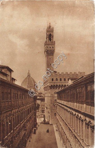 Cartolina Firenze Portici degli Uffizi 1929 Timbro Sconosciuto al deposito