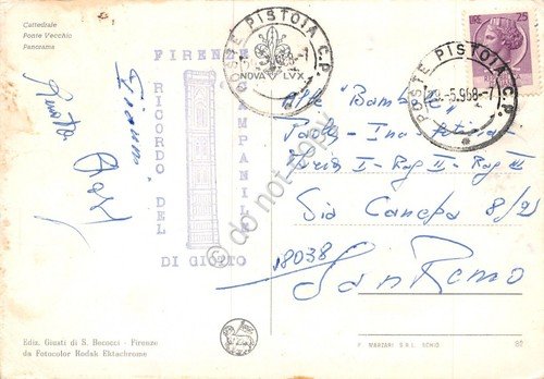 Cartolina Firenze vedute Timbro a targhetta Campanile Giotto 1968 | Immagine principale