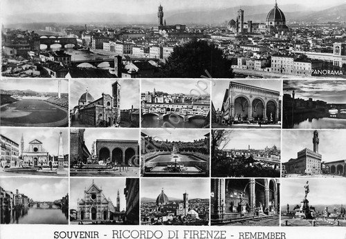 Cartolina Firenze vedute varie in miniatura 1953